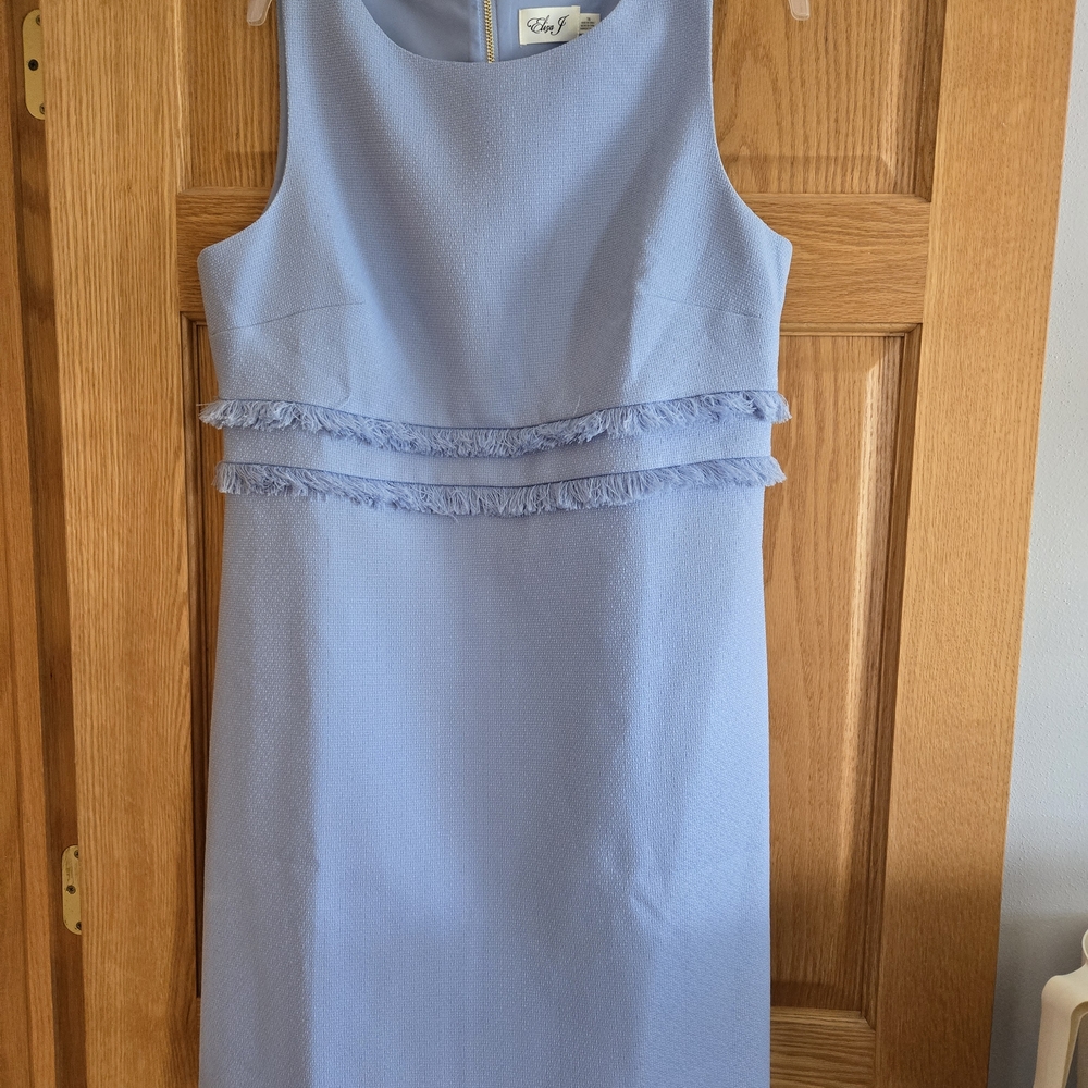 Chadwicks Blue Ruffled Sheath Midi Dress